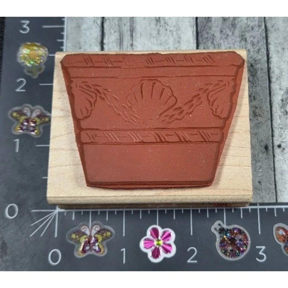 Rubber Stampede Terra Cotta Planter Z475E 1993 Rubber Stamp Wood #B54